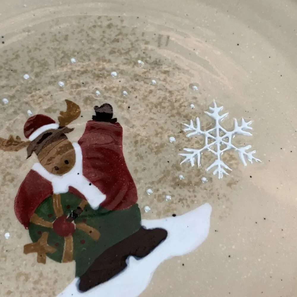 Make the Season Bright Salad Plates Christmas Holiday‎ Bear Moose Lot of 2
